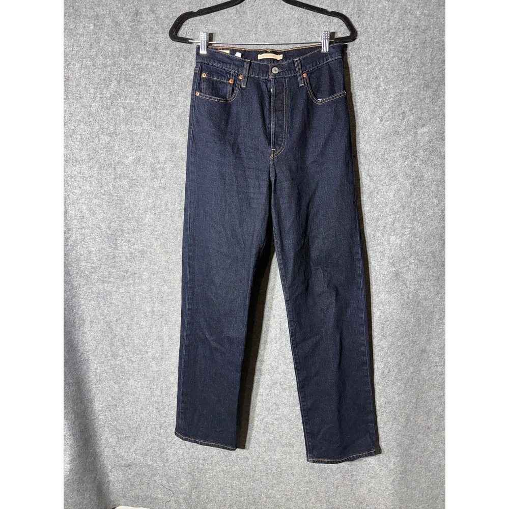 Levis Ribcage Straight Jeans Womens 29 Dark Wash High Rise Button Fly Western - Picture 2 of 10
